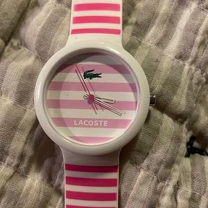 Lacoste Watch, pink and white band